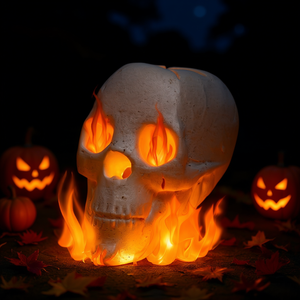 Calavera Decorativa de Plástico Beige para Hoguera de Halloween, Decoración Festiva para un Ambiente Festivo - Product Image 2