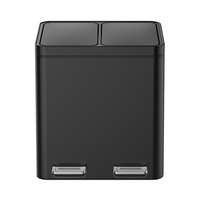 Poubelle de recyclage écologique à pédale pour cuisine, maison, hôtel, grande capacité 15L*2, double compartiment, en acier inoxydable, fermeture lente