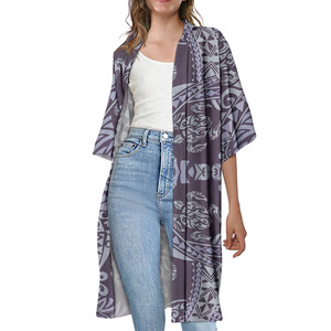 MOQ1 Women's Clothes Casual Shirt Tie Coat Polynesian Tribal Style Samoan Traditional Women's Dress Open Loose <strong>Beach</strong> <strong>Kimono</strong> Robe - Product Image 5