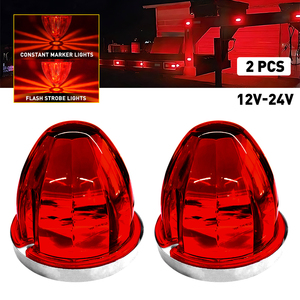 ไฟแตงโม LED 2 ดวง สีแดง กระพริบ สำหรับรถบรรทุก รถพ่วง ไฟเลี้ยวข้างทรงกลม ไฟบอกตำแหน่ง LED 12V - Product Image 5