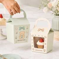 Boîte à gâteau personnalisée en matériaux recyclés de qualité alimentaire, doublée d'éponge, avec poignée, emballage portable pour desserts et mousses