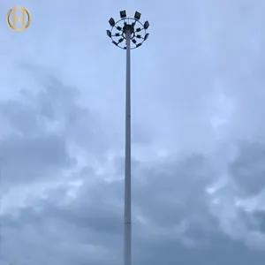 High Mast Pole 35m 38m 40m High Mast Lighting Pole With Lifting System