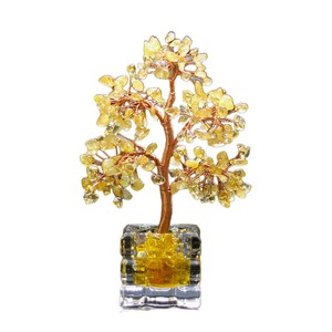 <b>Crystal</b> <b>Tree</b> Yellow Citrine Wire Craft Glass Cube Base Home Office Desk Ornament Decoration Gift - Product Image 5