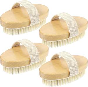 Brosse corporelle ovale personnalisée avec logo, exfoliante, pour peaux sèches et humides, en bois et poils de sanglier, pour massage corporel et bain - Product Image 1