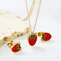 Ensembles Bijoux pour Enfants Personnalisés, Collier et Boucles d'Oreilles Plaqué Or, Éléphant Bébé Émail Coloré Mignon, Acier Inoxydable