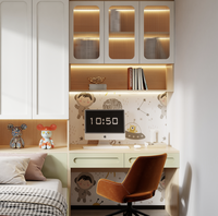 Bureau d'étudiant moderne avec étagère intégrée à LED, table d'étude ergonomique en bois pour économiser de l'espace, pour la chambre des enfants et le bureau à domicile