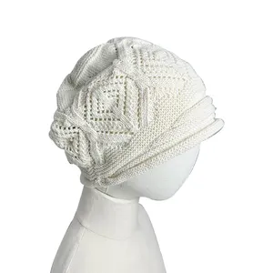 Phụ Nữ Mùa Hè Slouchy Handmade Acrylic Crochet Mũ Thoải Mái Hollow out Dệt Kim Beanie Tùy Chỉnh Hat