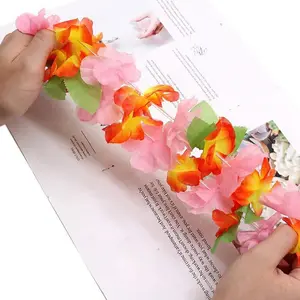 Party Decoration Popular Design Hanging Leis Long Artificial Silk Flower Wreath Hawaiian Wreath Leis