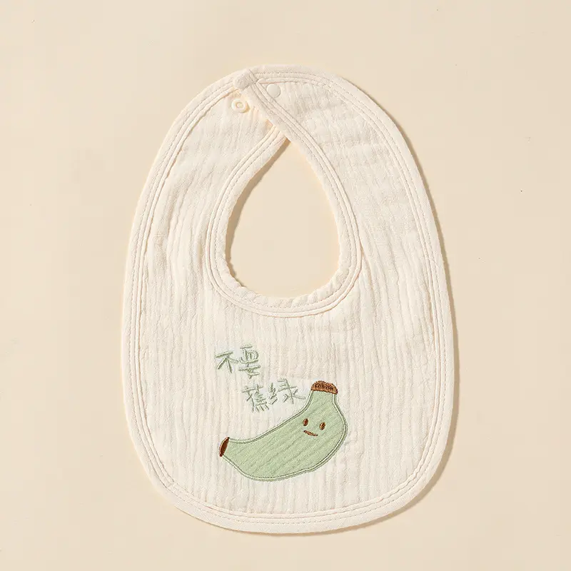 Baby Baumwolle Crinkle Sabber Handtuch 4 Schichten saugfähige Stickerei niedlichen Muster Baby Sommer Hals atmungsaktiv Lätzchen