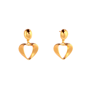 Pendientes de Moda con Forma de Corazón en Acero Inoxidable 316L con Baño de Oro PVD, Joyería Sostenible y Resistente - Product Image 2