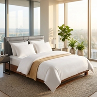 Parure de lit de luxe blanche en satin 300 fils 100 % coton pour hôtel, drap-housse à poches profondes avec élastique tout autour, ajustement parfait, durable, pour lit Queen