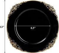 Assiettes de présentation dorées de 13 pouces, réutilisables, en plastique, décoratives, pour mariages, anniversaires et événements.
