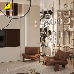 Cloison de luxe moderne, lampe suspendue créative en verre à effet <span class=keywords><strong>d</strong></span>'ondulation pour la <span class=keywords><strong>d</strong></span>écoration intérieure, hôtel, <span class=keywords><strong>salle</strong></span> <span class=keywords><strong>d</strong></span>'exposition - Product Image 4