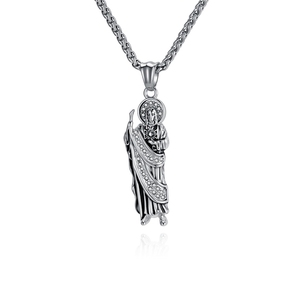 Collier Pendentif Hip Hop Saint Jude en Zircon, Acier Inoxydable, Bijou <span class=keywords><strong>de</strong></span> Mode Chrétien Catholique pour Hommes et Femmes - Product Image 2