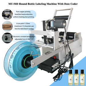 Machine d'étiquetage semi-automatique avec moteur pour applicateur d'étiquettes sur bouteilles rondes et codeur de date, machine d'étiquetage manuelle - Product Image 5