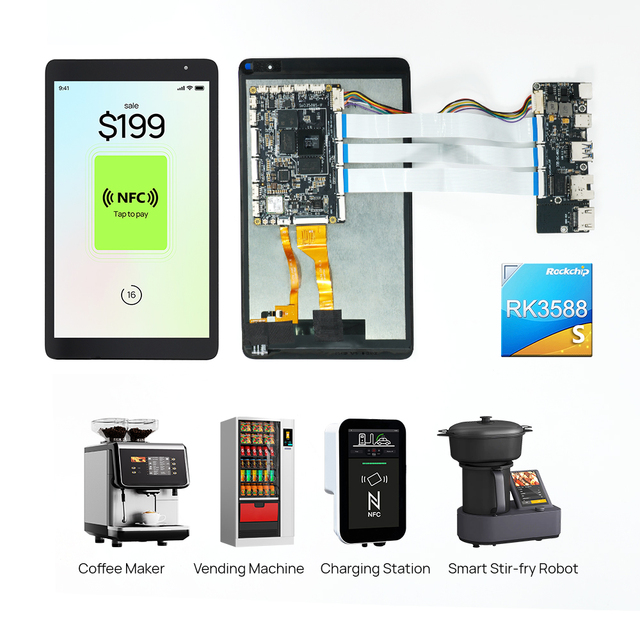RK3588S Embedded Tablet Solution 8inch Open Fame Kit WiFi 6 BT5.4 Android Linux 6.0 Tops NPU Vending Machine Touch Panel