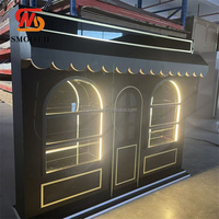 Étagères de présentation de vitrine en acrylique noir de luxe avec éclairage LED, fond en acrylique PVC pour mariage
