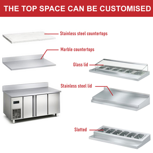 Cajones enfriadores superiores de mesa de trabajo, <span class=keywords><strong>congelador</strong></span> de acero inoxidable de escritorio, Pizza, barra de ensalada, refrigerador para cocina comercial - Product Image 5