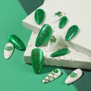 Uñas Postizas de Gel con Diseño de Ojo de Gato, 24 Piezas, Venta al por Mayor, Marca Privada, para el Día de San Patricio - Product Image 2