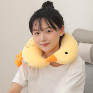 Oreiller en forme de U en forme de canard mignon, support de cou portable, oreiller de voyage pour la sieste au bureau et l'utilisation en avion, matériau léger en polyester - Product Image 3