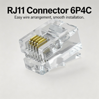Connecteur RJ11 RJ12 6P4C de haute qualité, prise modulaire à 4 broches, prise téléphonique transparente plaquée or, adaptateur mâle-femelle