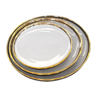 Ensemble de vaisselle en porcelaine classique à bord doré et de bols en céramique, écologique, pour la maison, l'hôtel, et la vente en gros en usine