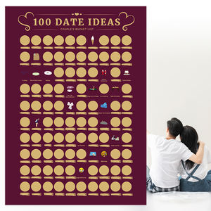 <span class=keywords><strong>Affiche</strong></span> à <span class=keywords><strong>gratter</strong></span> et livre « 100 rendez-vous » – Liste de souhaits pour couples, cadeau idéal pour une soirée romantique, avec papier offset - Product Image 2