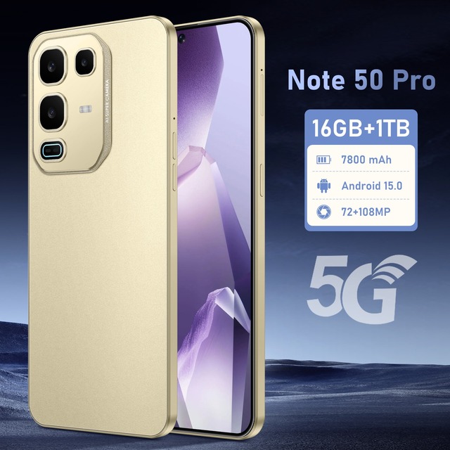 Note50Pro 7.3-Inch 5G Smartphone 16GB+1TB Large Storage Deca Core CPU 108MP Rear HD LTE CDMA 7800mAh Unlocked