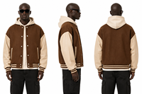 Veste bomber universitaire pour homme, personnalisée OEM, de haute qualité, avec broderie et patchs, chaude et stylée.