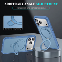 JUNBO Dudukan Cincin Putar Magnetik dengan Penyesuaian Sudut Bebas, Tampilan Horizontal Vertikal untuk iPhone Duo Fold
