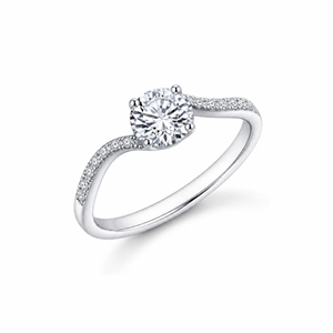 Anillo Solitario con Halo de Diamantes, Forjado en Oro Blanco Sólido de 18K, Color F, VS2, Piedra Principal Redonda con Treinta y Cuatro Pavé - Product Image 4