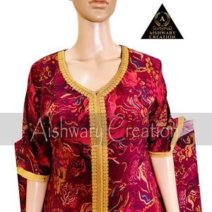 New Arrival Dubai Turkish Moroccan <b>Kaftan</b> Abaya Dress – Floral Print Islamic Clothing for Muslim Women Fashion Wear - Product Image 3