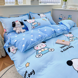 Phổ Biến Chất Lượng Cao Màu Xanh Sợi Nhỏ Duvet Cover <span class=keywords><strong>Set</strong></span> <span class=keywords><strong>4Pcs</strong></span> Puppy Phim Hoạt Hình Hình Học Hoa Lá Mô Hình 100% Polyester Bộ Đồ Giường - Product Image 5