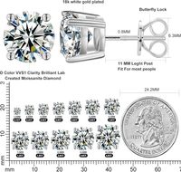 Anting-anting Moissanite Lotus Stud dengan penutup sekrup 3-10mm 0.2-8.0ct berlapis emas 18K Perak Sterling S925 untuk Pernikahan