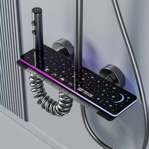 Set Doccia di Lusso Moderno con Display a LED, Funzioni Massaggio a Pioggia e Getto Morbido, <span class=keywords><strong>Miscelatore</strong></span> con Finitura Cromata per Hotel - Product Image 1