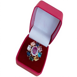 Beautiful Trendy Designer Brass Gold Plated Adjustable <b>Ring</b> <b>Crystal</b> Rhinestone Best Quality Jadau Function Party Wedding Wear - Product Image 2