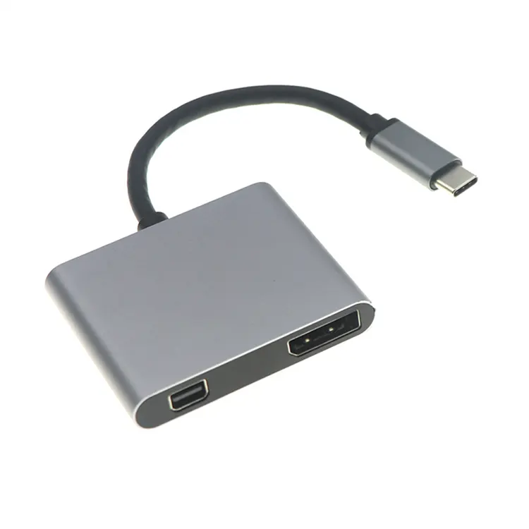 USB C Hub 2 IN 1 Tipe C Ke Displayport 4K * 2K/Adaptor DP MINI Stasiun Dok Tipe C 3.0 untuk MacBook Air iPad 2018 Dell