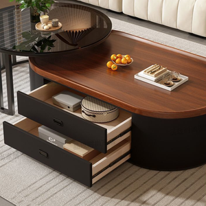 High-End Modern Rectangular Solid Wood <b>Glass</b> Coffee <b>Table</b> Metal Legs Eco-Friendly Easy Clean Stable Living Room <b>Side</b> - Product Image 3