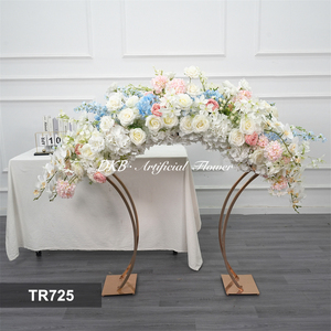Vente en gros de rangées de fleurs artificielles réalistes personnalisées, chemin de table floral en soie rose, centre de table pour mariage, fête, demande en mariage, réception - Product Image 2