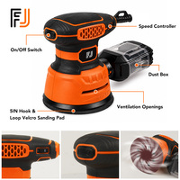 Lijadora Orbital de 125 mm, 350 W, 230 V, Enchufe Europeo, Velocidad Variable de 6000-13000 OPM, con Caja Recolectora de Polvo para Madera, Metal y Automóviles