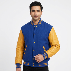 Veste universitaire de baseball personnalisée de qualité supérieure pour adultes et jeunes, style cool, col montant en toile, faible MOQ, veste universitaire unisexe - Product Image 1