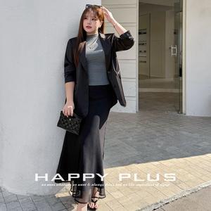 ชุดเดรสผู้หญิงไซส์ใหญ่รันฉี เสื้อสีเทา กระโปรงสีดำ เอวเข้ารูป คอสูง สีพื้น ผ้าเรยอน - Product Image 4