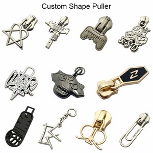 Túi Xách Phụ Kiện tùy chỉnh logo thương hiệu dập nổi làm bằng kim loại dây kéo puller với thanh trượt cho túi/quần áo - Product Image 2