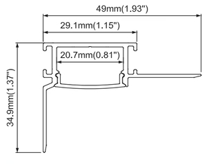 Profilé LED sans cadre SDW49X34.9 pour plaques <span class=keywords><strong>de</strong></span> plâtre avec diffuseur pour éclairage architectural et montage <span class=keywords><strong>plafond</strong></span>-étain - Product Image 2