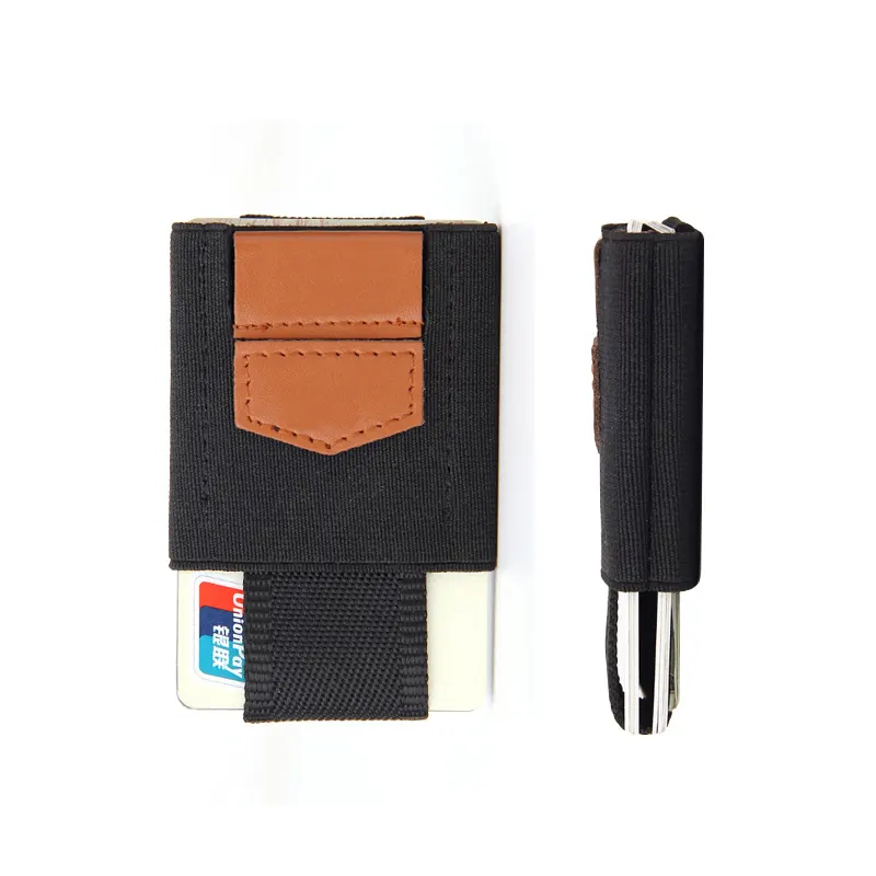 Elastic wallet slim minimalist mini strap puller credit card wallet