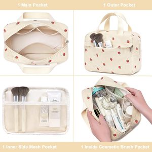 Fourniture d'usine personnalisé mignon impression velours côtelé Portable Promotion mode dames doux pochette à fermeture éclair sac de maquillage sac cosmétique - Product Image 2
