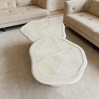 Table basse en marbre à design monopied pour salon, mobilier de maison durable, finition polie brillante, stabilité de la couleur