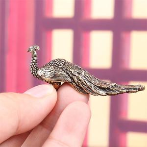 Solid Brass Long Tailed <strong>Peacock</strong> Ornament Desktop Handle <strong>Peacock</strong> Carved <strong>Bronze</strong> Ware Micro Landscape Creation - Product Image 5