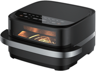 Friteuse à air numérique Anbolife 4L pour pizzas, 10 pouces, 2200W (chauffage supérieur 1600W, chauffage inférieur 500W), moteur DC, 40-230°C, minuterie 12H, tiroir antiadhésif, OEM