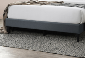 Modern Eco-Friendly Soft Bed 1pc King Size Adjustable Bed Charcoal <b>Burlap</b> <b>Fabric</b> Unique Diamond Design Headboard Bedroom - Product Image 2